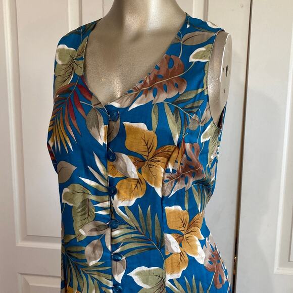Expressions Dress Vintage Women Size Small Tropical 90s Midi Floral Button - Picture 3 of 8